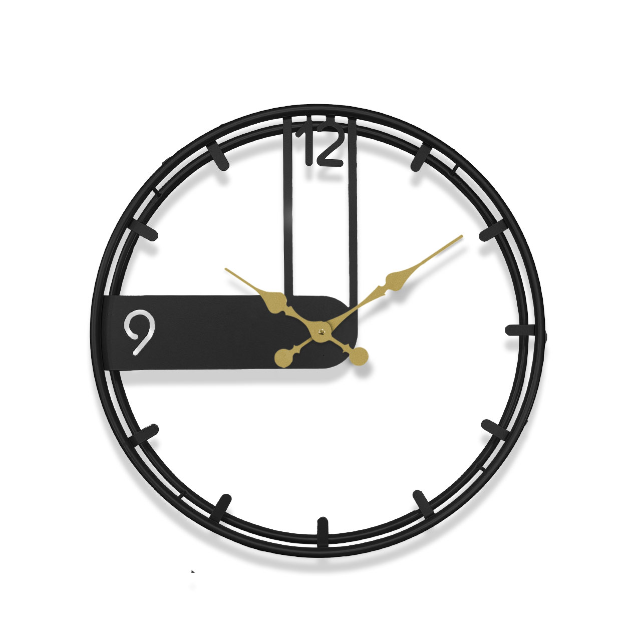 ساعت دیواری آرام مدل  سه بعدی فلزی کد 6008