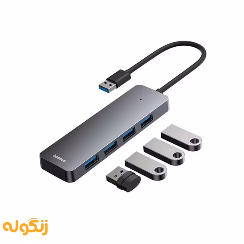 هاب 4 پورت USB بیسوس مدل Baseus UltraJoy B0005280B811-00به طول کابل 15 سانتی متر - زنگوله