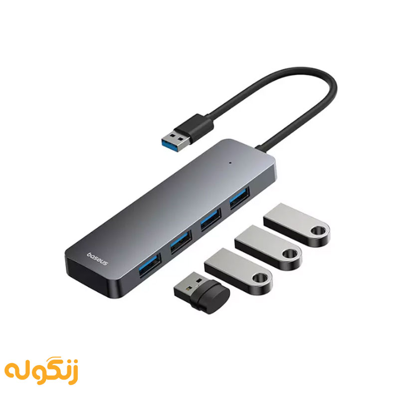 هاب 4 پورت USB بیسوس مدل Baseus UltraJoy B0005280B811-00به طول کابل 15 سانتی متر - زنگوله