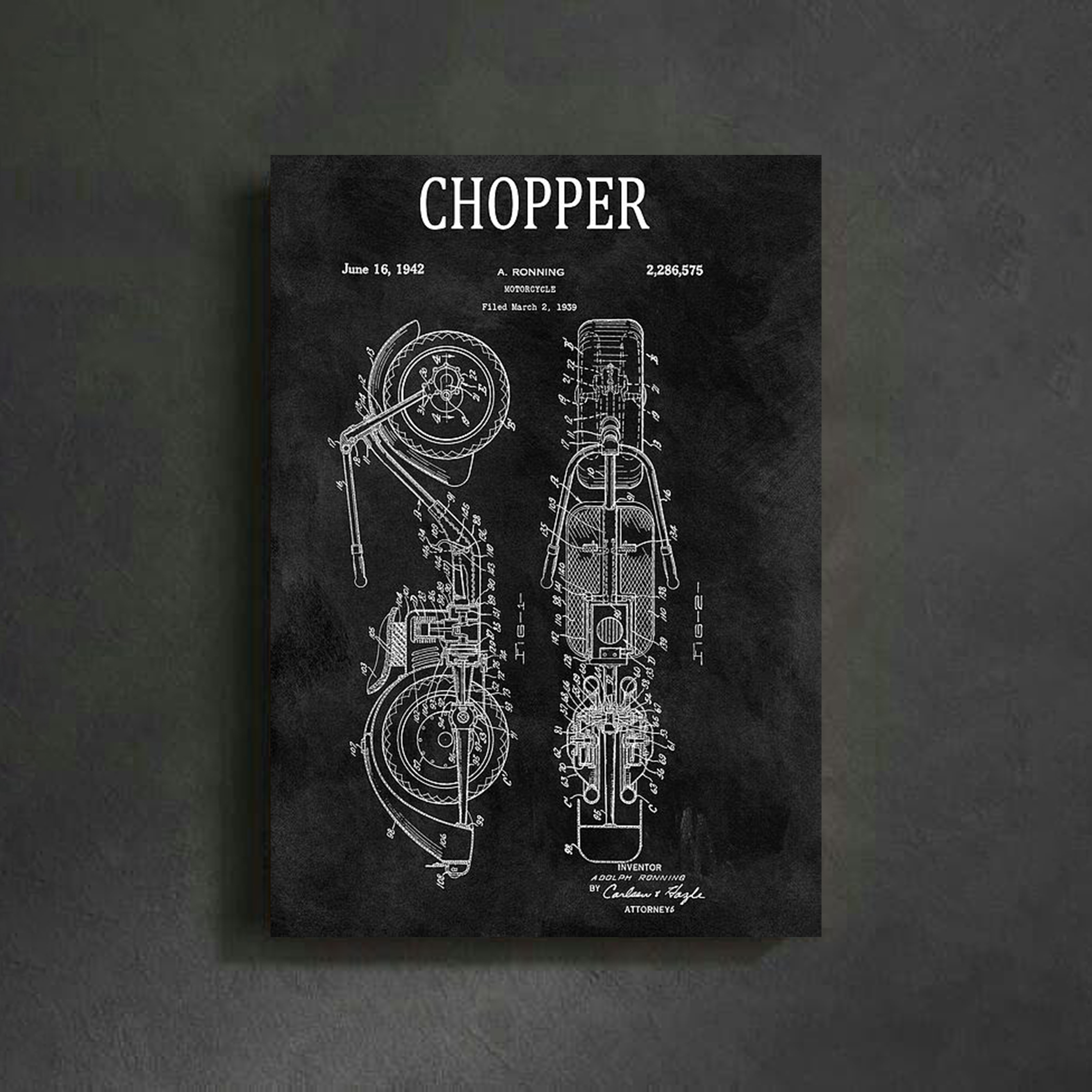 تابلو شاسی گلاک طرح اجزای موتور سیکلت چوپر (CHOPPER) کد FE21