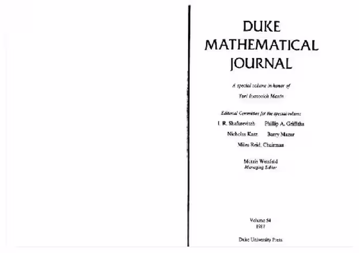 خرید و دانلود نسخه کامل کتاب Manin honorary issue of Duke University mathematical journal