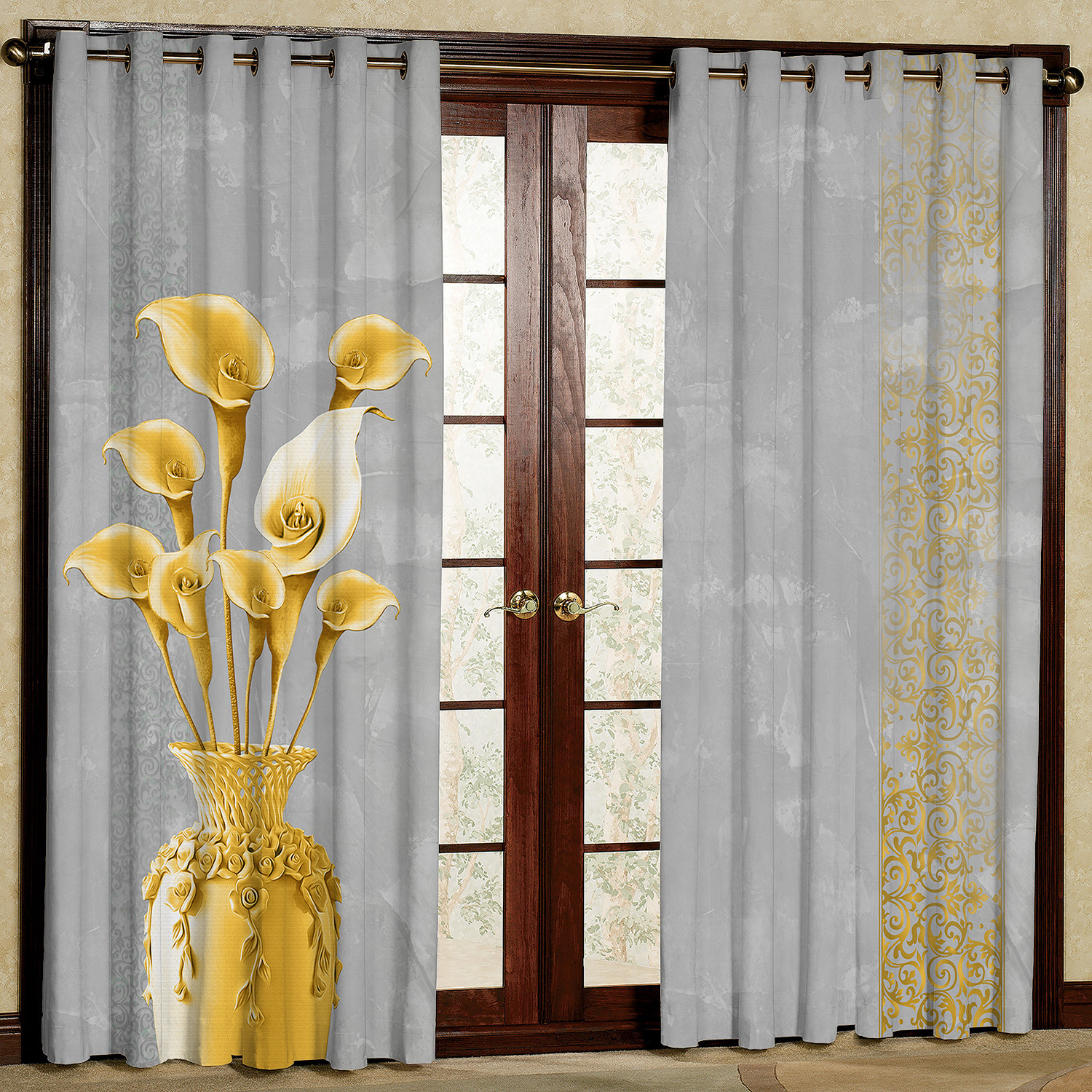 پرده مدل گلدون هازان پانچی کد 4484a سایز 140x200 سانتی متر