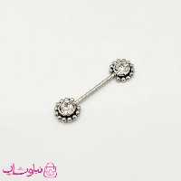 پیرسینگ سینه نگیندار نقره ای کد 892