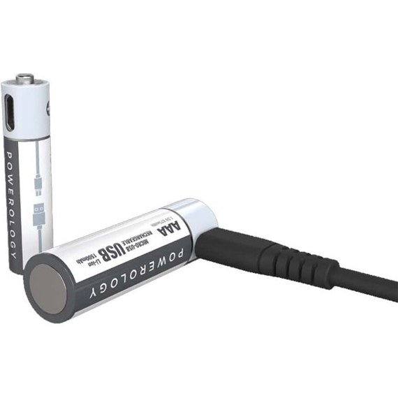 پک 4 تایی باتری نیم قلمی شارژی پاورولوجی مدل Powerology usb c rechargeable battery