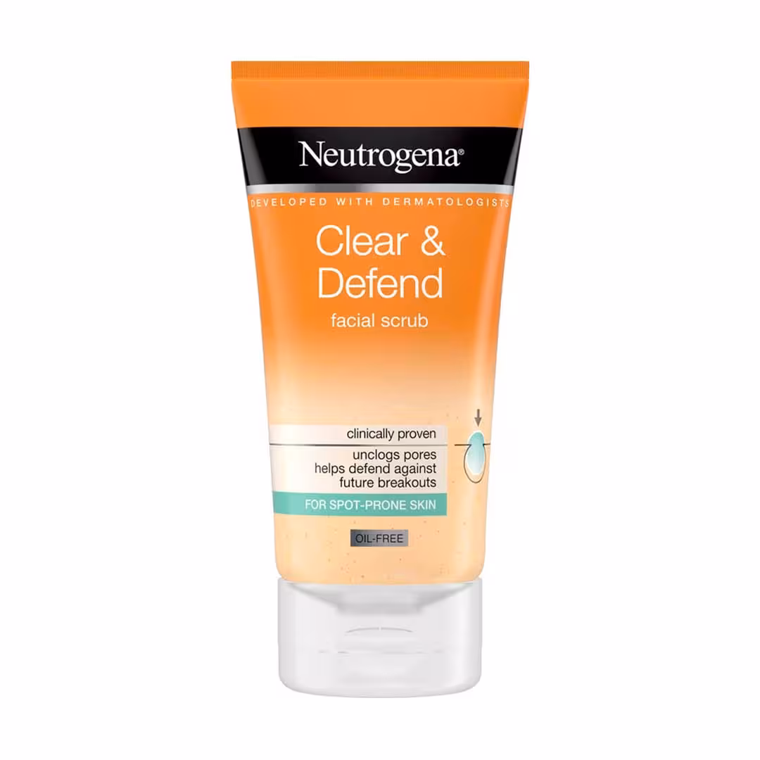 اسکراب صورت نوتروژینا مدل Clear &amp; Defend حجم 150 میلی لیتر