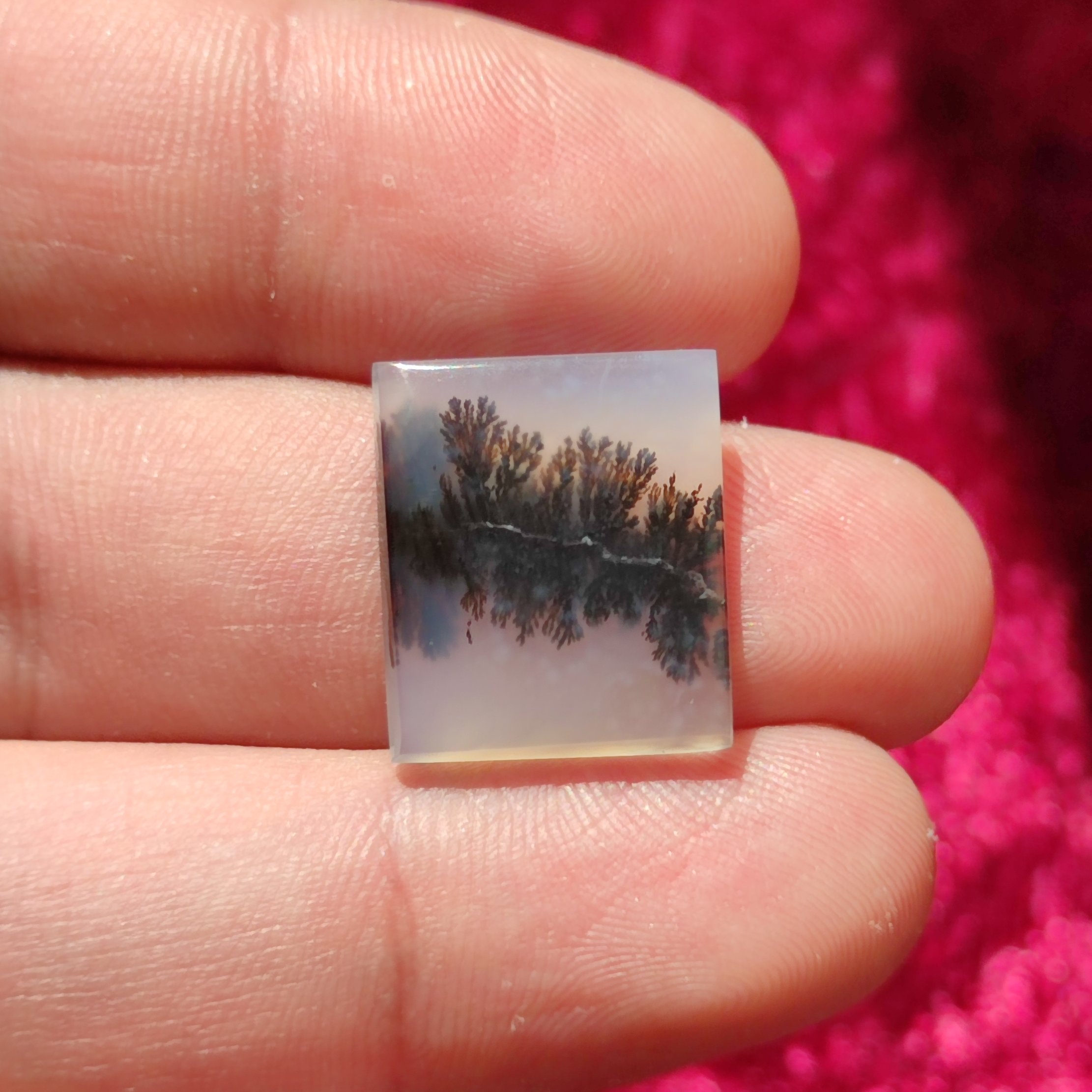 سنگ شجر قاین طبیعی مدل مربع ای رنگ سوسنی با طرح واضح