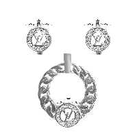 ست نقره با روکش طلای سفید طرح لوئیز  ویتون کد NSNRLV01 نقره جات لطفی 