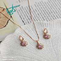 خرید نیم ست زنانه مارک ژوپینگ نگین دار رنگ ثابت آبکاری شده ضد حساسیت کیفیت عالی کد 1715291 - ردگل