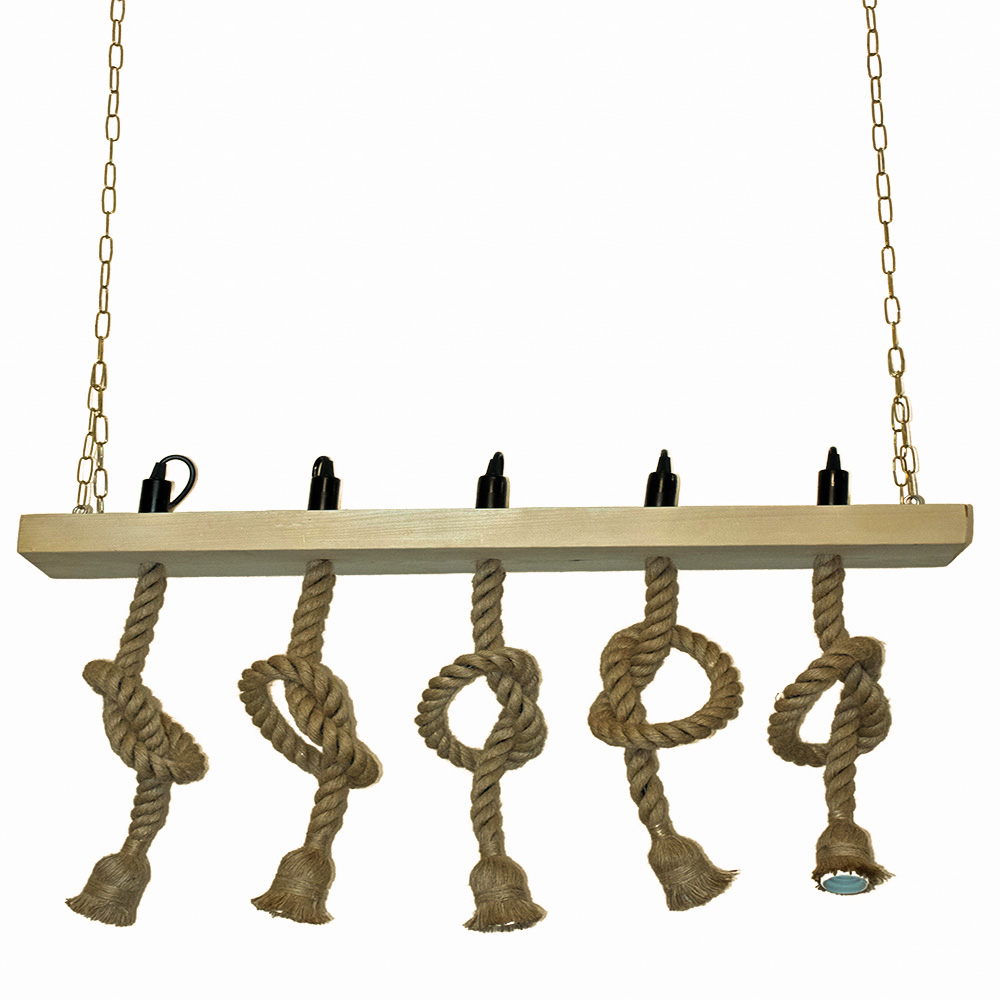 لوستر  5 شعله مدل چوبی روستیک