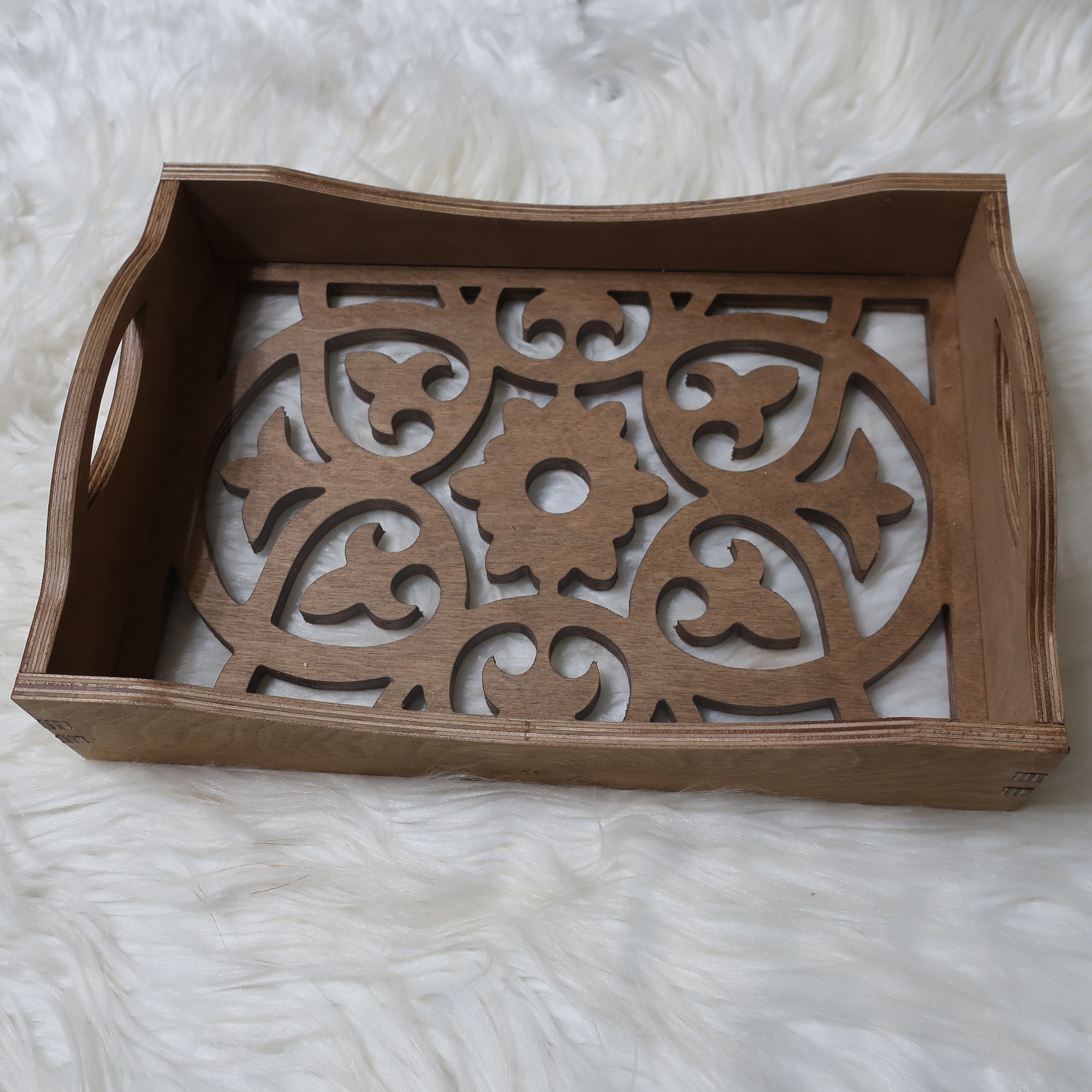 سینی چوبی سرو و پذیرایی ضد آب سایز 23x33 کد 002
