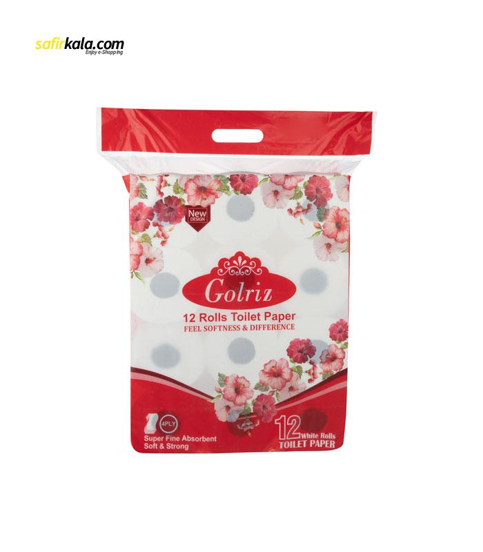 دستمال توالت گلریز مدل سفید بسته 12 عددی