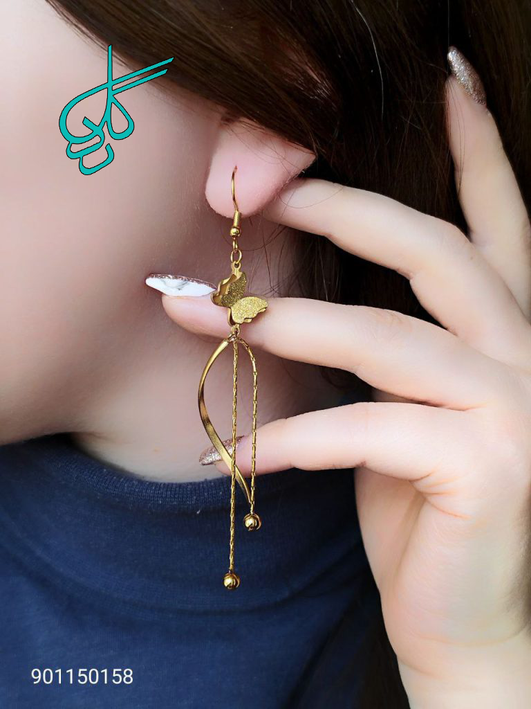 خرید گوشواره آویز دخترانه طرح پروانه رنگ ثابت کد 1615682 - ردگل