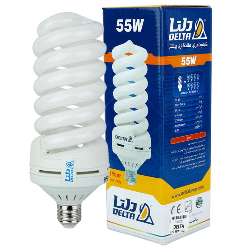 لامپ کم مصرف دلتا Delta Full Spiral E27 55W