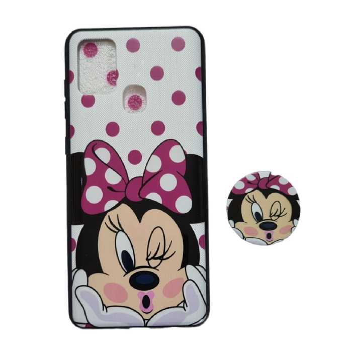 کاور طرح میکی موس کد 239 مناسب برای گوشی موبایل سامسونگ Galaxy A21S به همراه پاپ سوکت