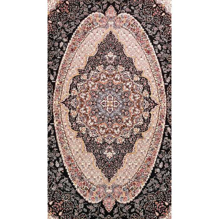 فرش ماشینی زمرد مشهد مدل پرنیان زمینه سورمه ای