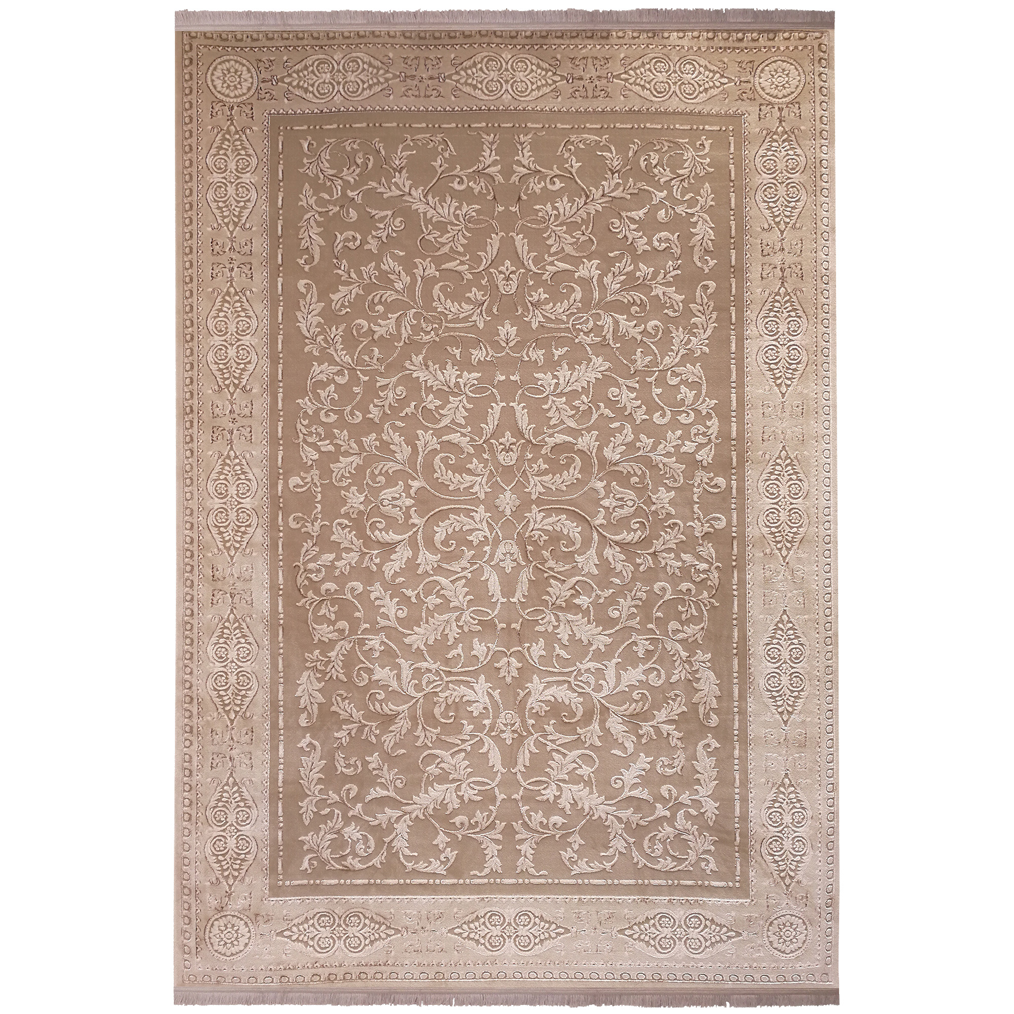 فرش ماشینی زمرد مشهد کد DI05 زمینه بژ