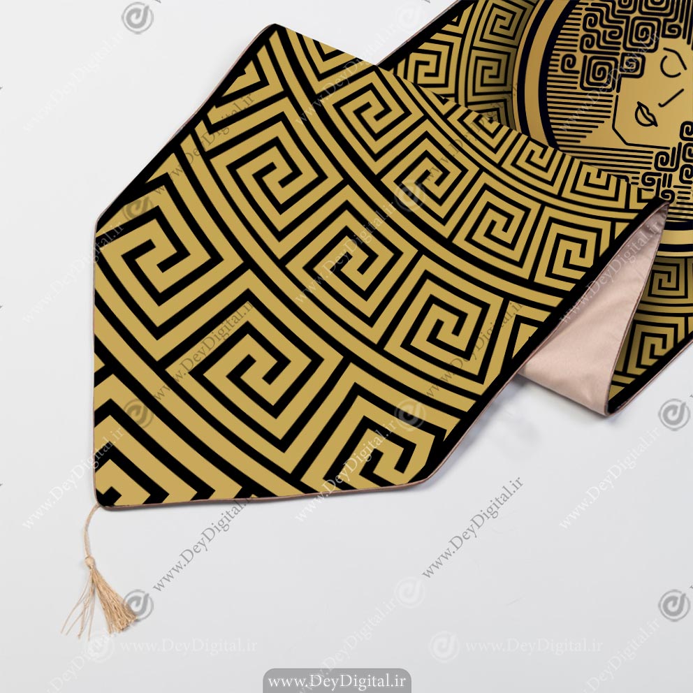 رانر چاپی طرح هندسی طلایی با نقاشی چهره SM-11305
