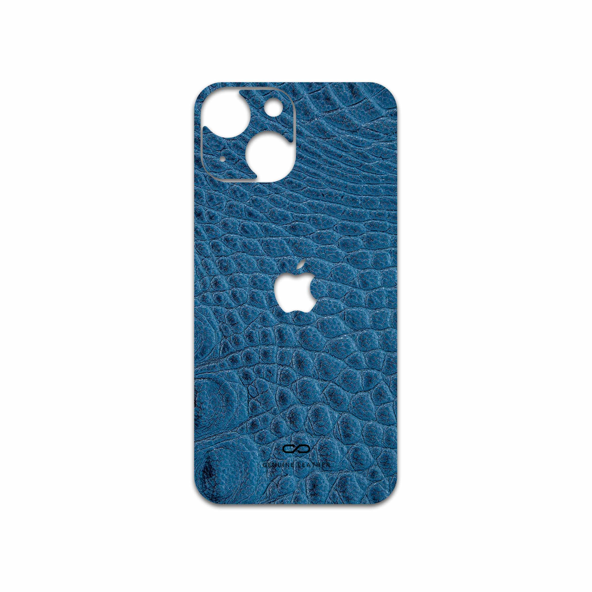 برچسب پوششی ماهوت مدل Blue-Crocodile-Leather مناسب برای گوشی موبایل اپل iPhone 13 Mini
