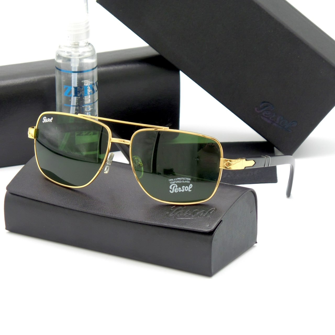 عینک آفتابی خلبانی پرسول Persol شیشه سنگ UV400 دسته فنری