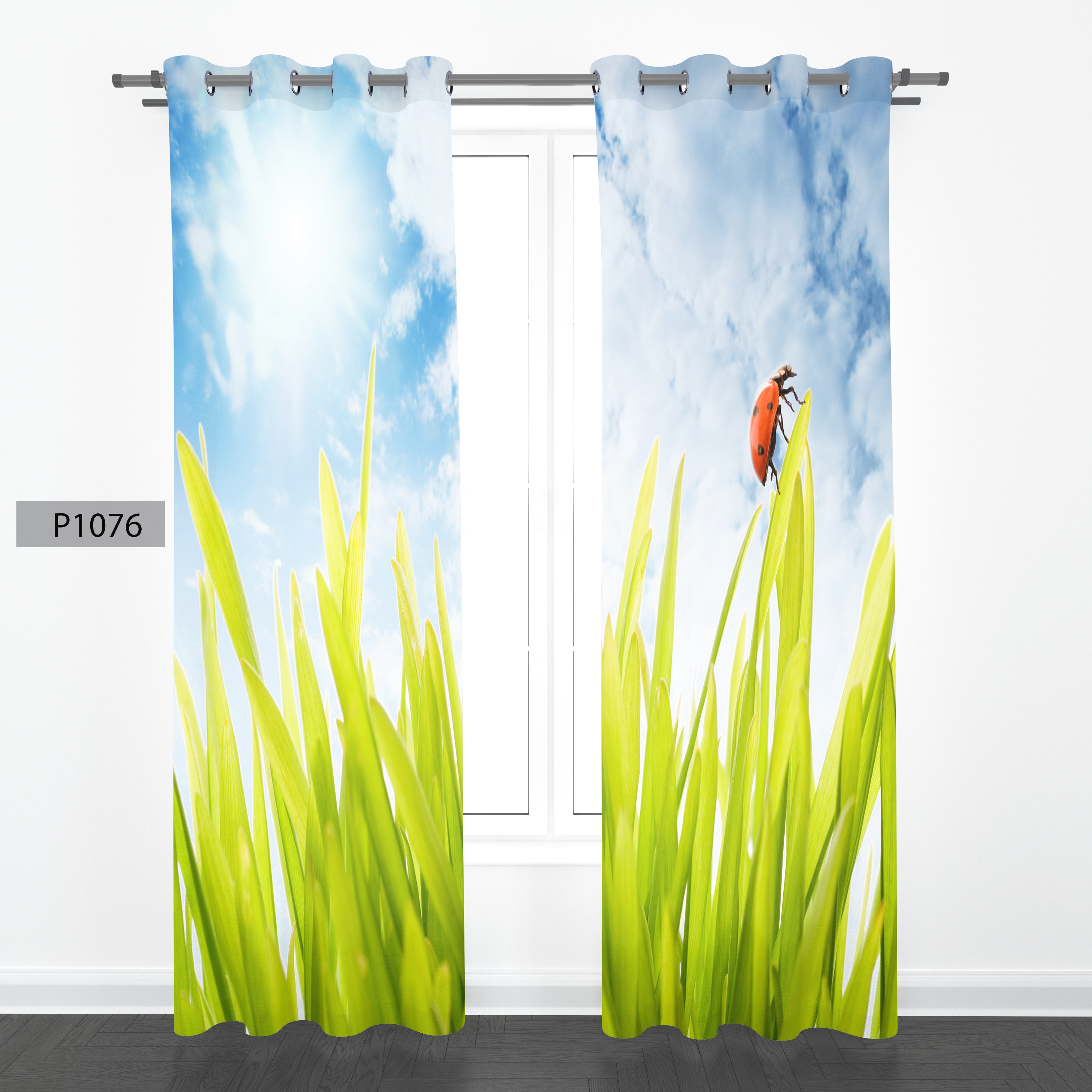 پرده هازان چاپی دو قواره دوخته شده پانچ شده هر قواره عرض 140ارتفاع190کد1076