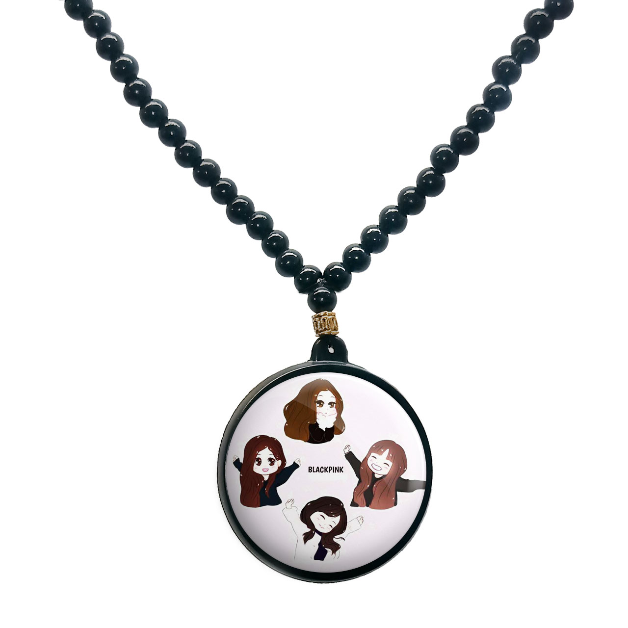 گردنبند پرمانه طرح بلک پینک کد pmd.12 مدل دو طرفه