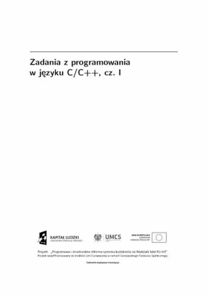 خرید و دانلود نسخه کامل کتاب Zadania z programowania w jezyku C C  , cz. I