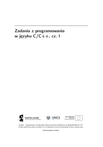 خرید و دانلود نسخه کامل کتاب Zadania z programowania w jezyku C C  , cz. I