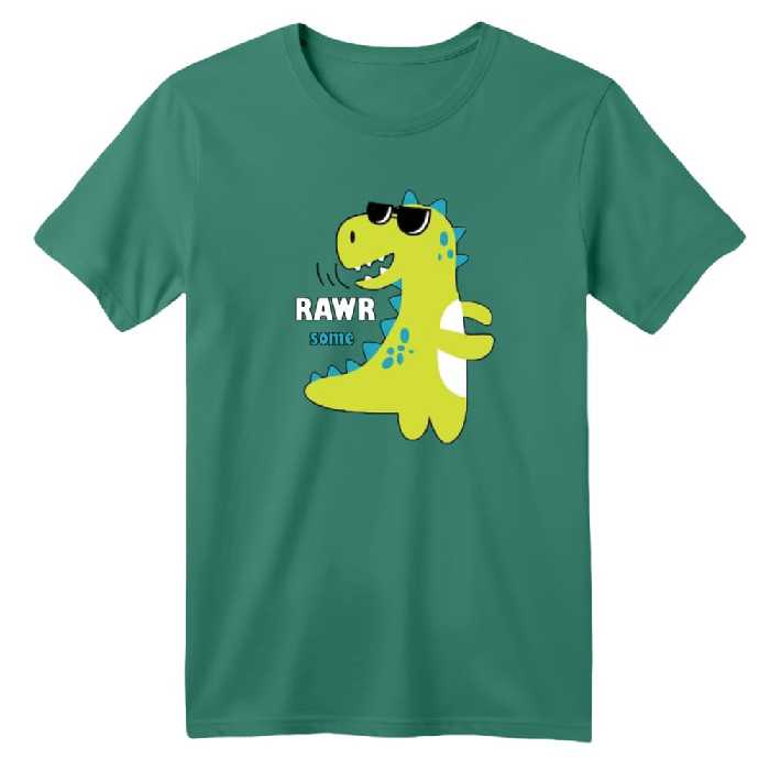 تی شرت آستین کوتاه بچگانه مدل دایناسور کد 19 رنگ سبز سدری