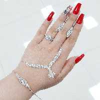 سرویس مینی زنجیری نقره 925 طرح جواهر ابکاری طللا