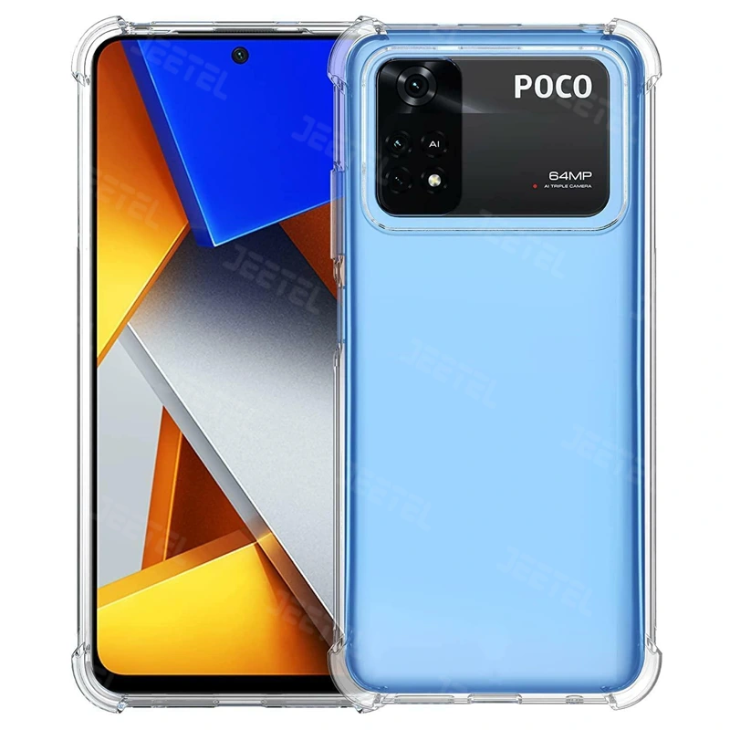 گارد شفاف ایربگ دار برای گوشی Xiaomi Poco M4 Pro 4G مدل ژله ای محافظ لنزدار