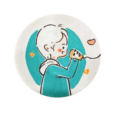 بشقاب دیوارکوب سفالی مدل عاشقانه کد 01 مجموعه دو عددی