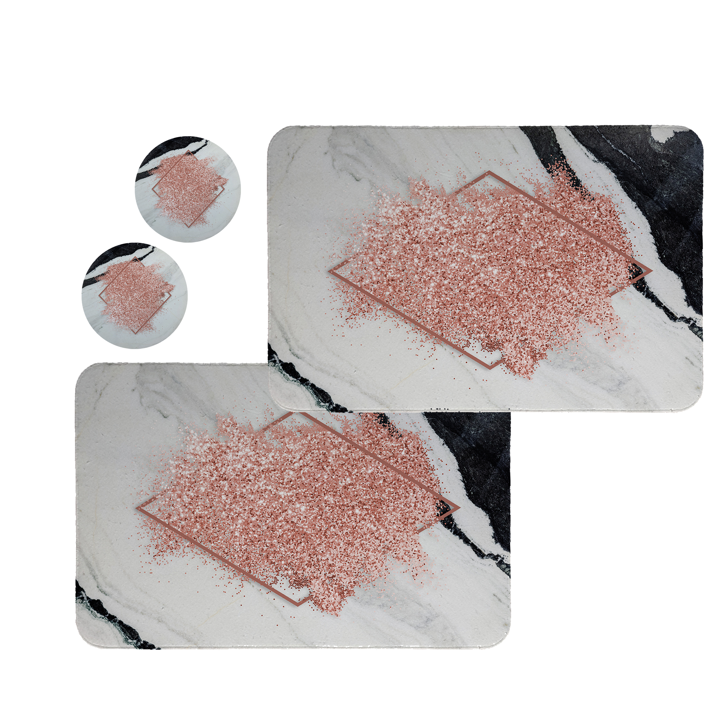 زیربشقابی طرح سنگ کد 8396 بسته 2 عددی به همراه زیر لیوانی