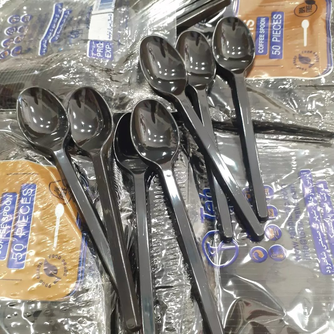 قاشق دسر مشکی  بسته 50 عددی رنگ