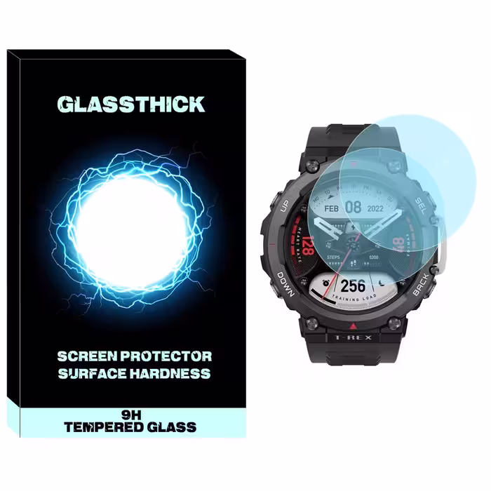 محافظ صفحه نمایش شیشه ای گلستیک مدل SH-GL مناسب برای ساعت هوشمند آمازفیت T-Rex 2 بسته دو عددی