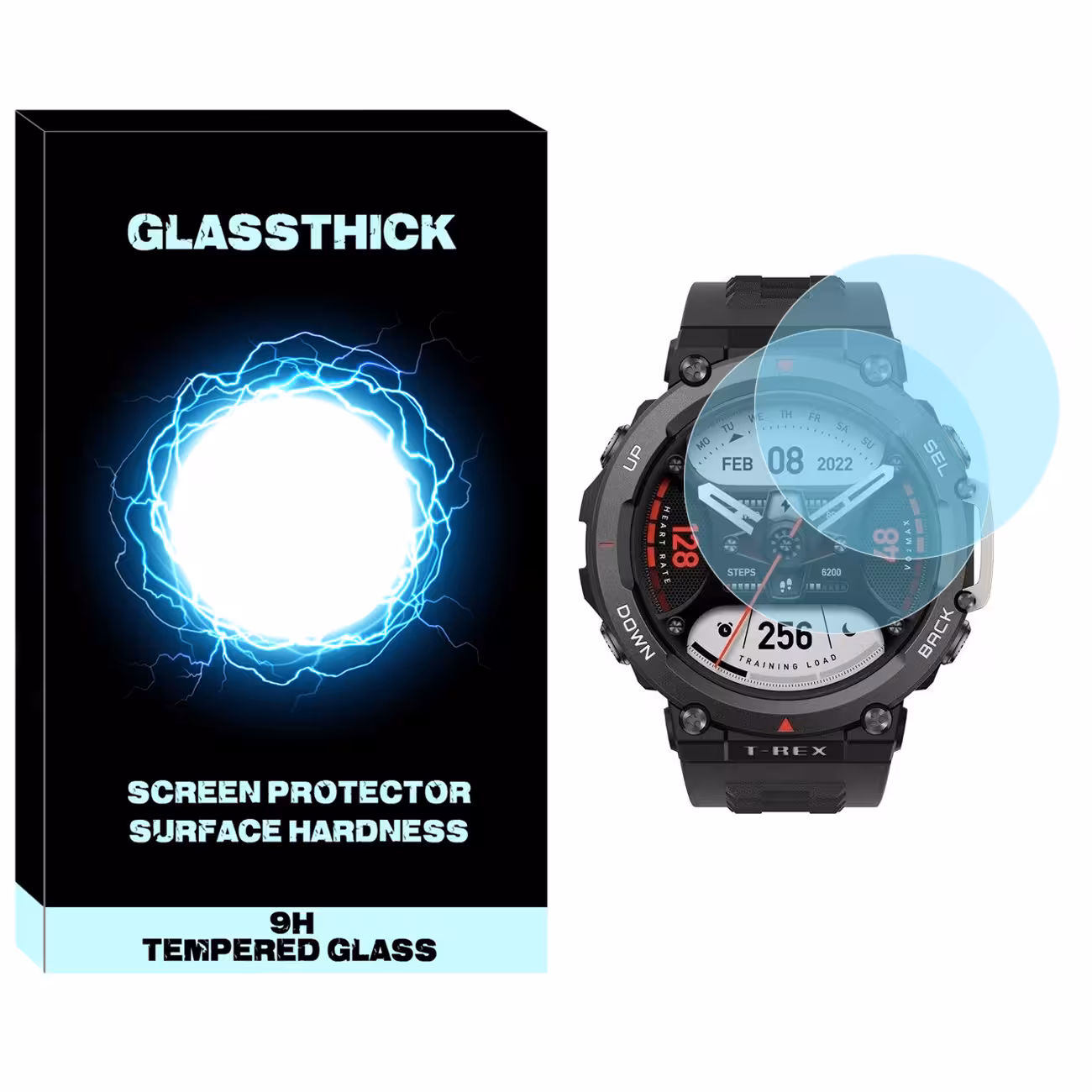 محافظ صفحه نمایش شیشه ای گلستیک مدل SH-GL مناسب برای ساعت هوشمند آمازفیت T-Rex 2 بسته دو عددی