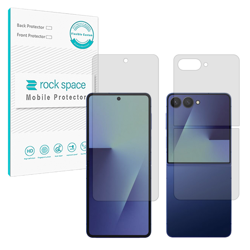 گلس صفحه نمایش و پشت گوشی سامسونگ Galaxy Z Flip7 مدل نانو هیدروژل شفاف برند راک اسپیس کد SS