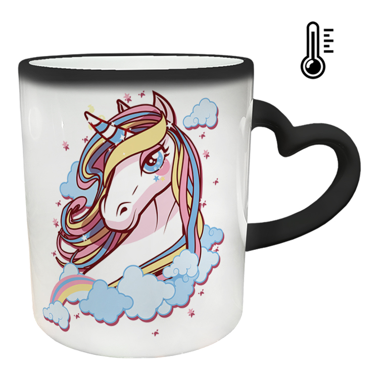 ماگ حرارتی مدل دسته قلبی طرح یونیکورن کد 18