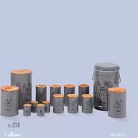 سرویس آشپزخانه 15 پارچه طوسی طرح گل یونیک کد 8015