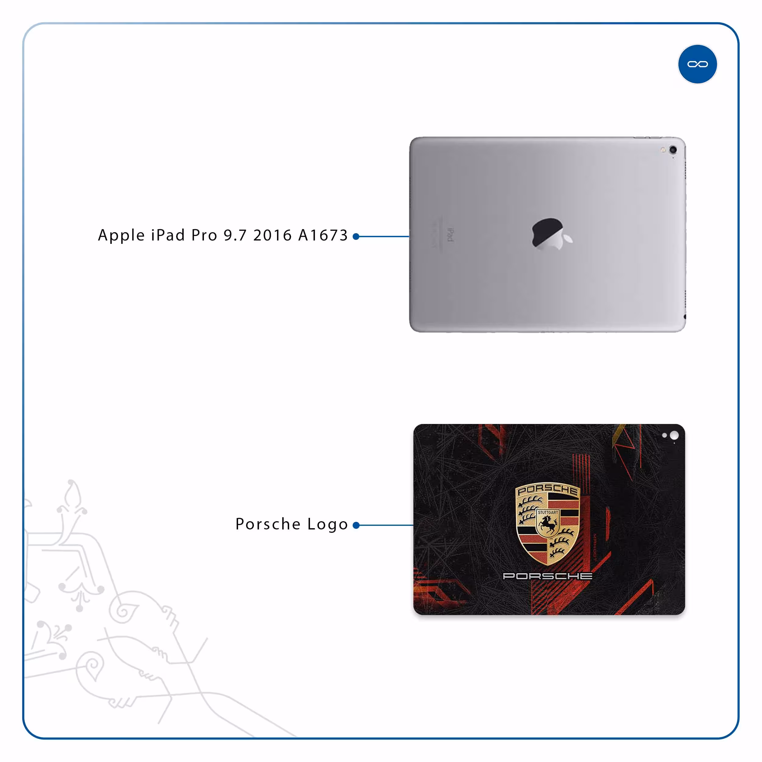 برچسب پوششی ماهوت مدل Porsche-Logo مناسب برای تبلت اپل iPad Pro 9.7 2016 A1673