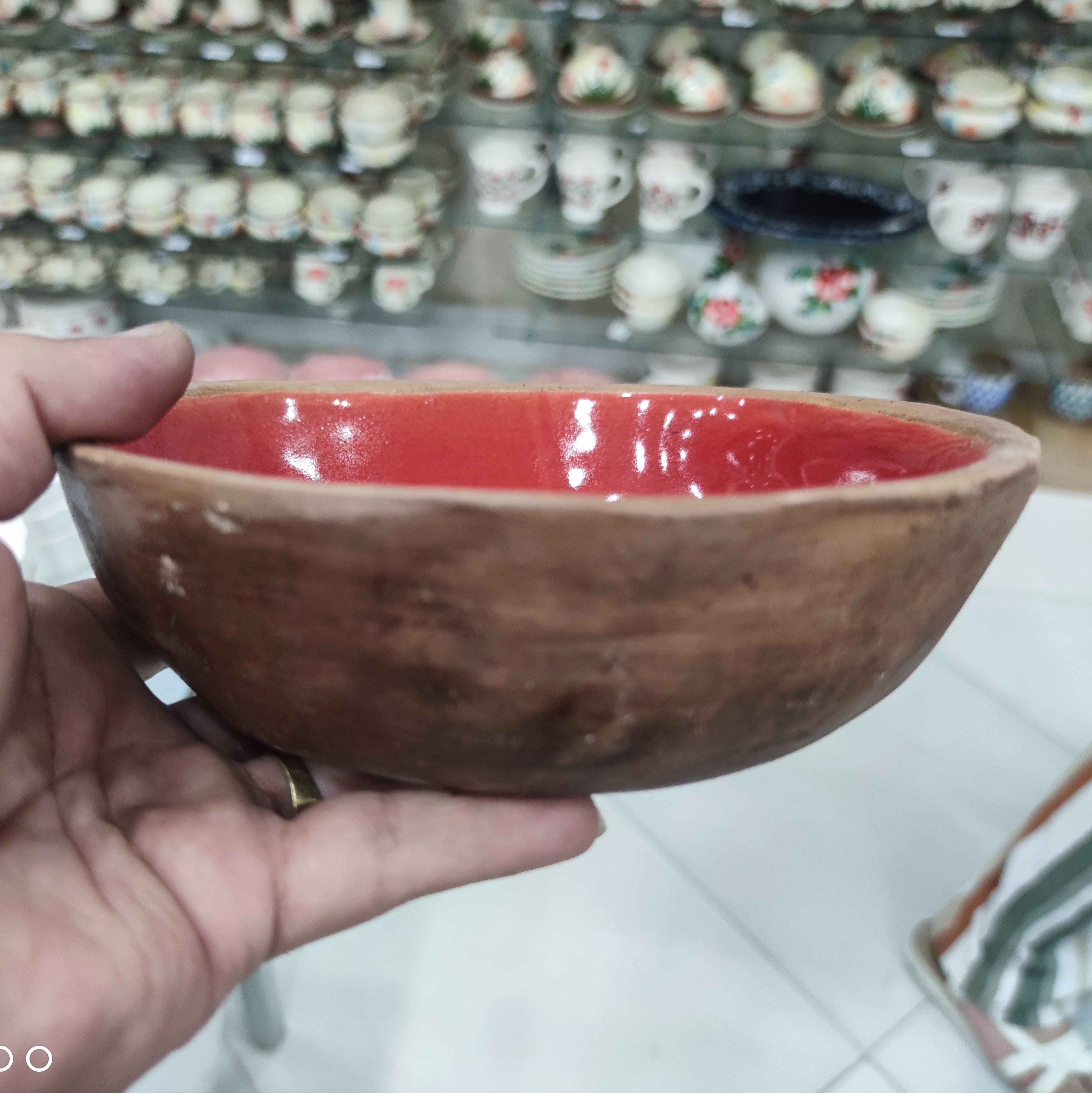 کاسه سفالی دفرمه بزرگ 18سانتی متر