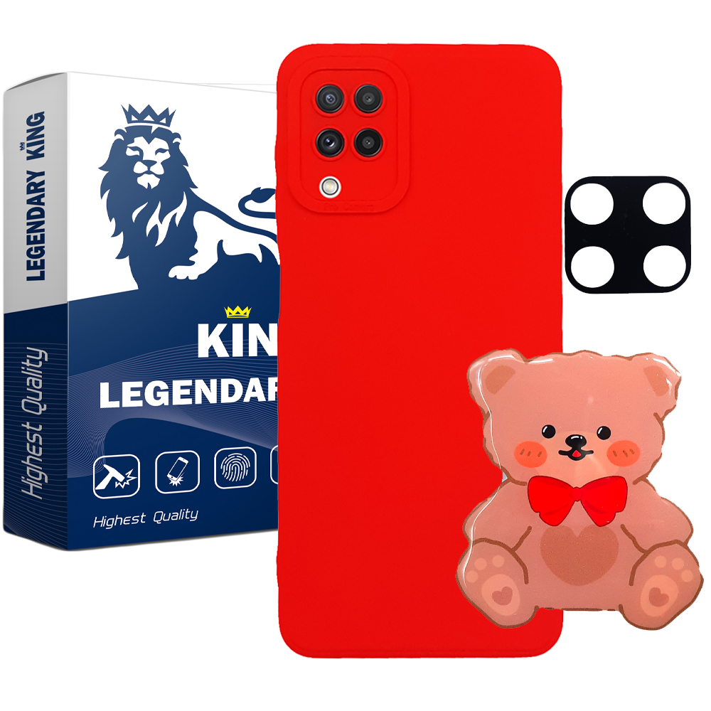   کاور لاین کینگ مدل REDSL مناسب برای گوشی موبایل سامسونگ Galaxy A12 به همراه پایه نگهدارنده و محافظ لنز