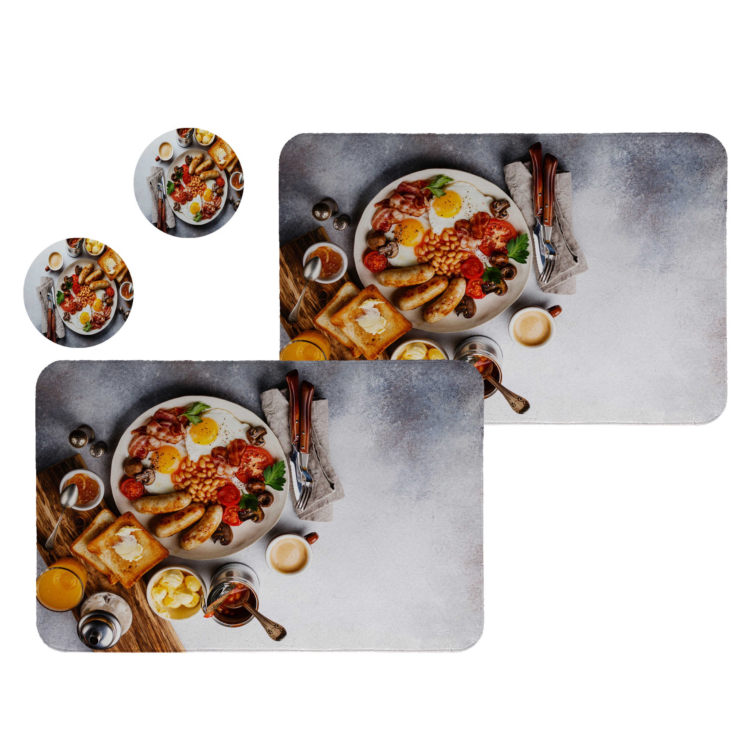 زیربشقابی طرح صبحانه کد 5008 مجموعه 2عددی همراه زیرلیوانی