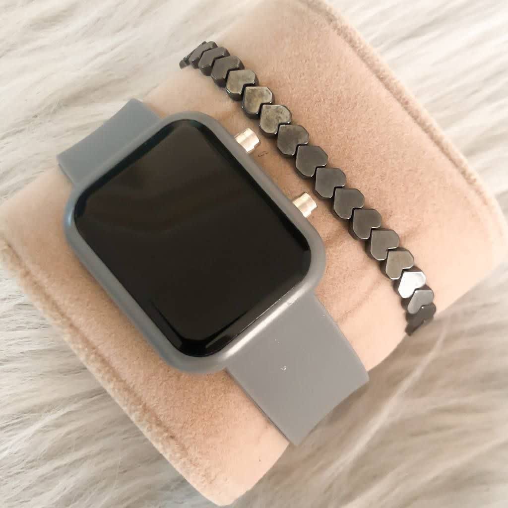 ساعت ال ای دی بند ژله ای طوسی 