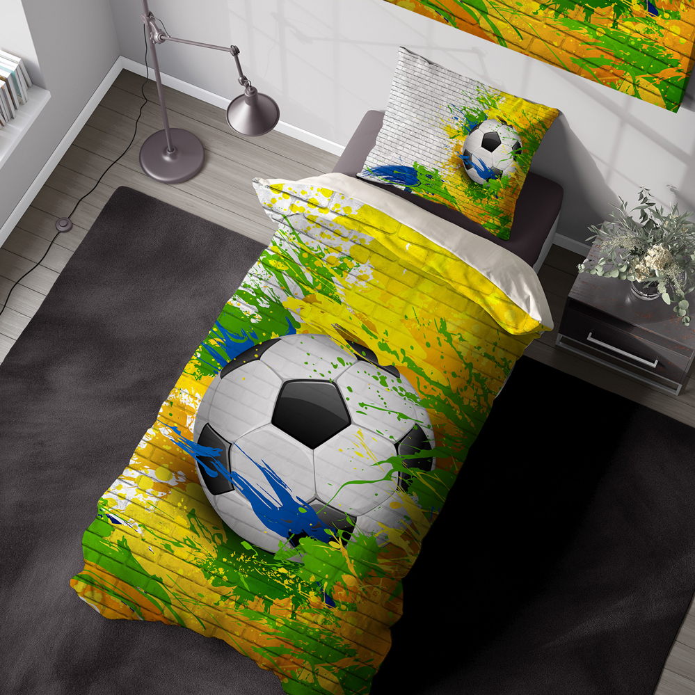 روتختی یکنفره پسرانه فوتبالی زمینه زرد BAs-8432