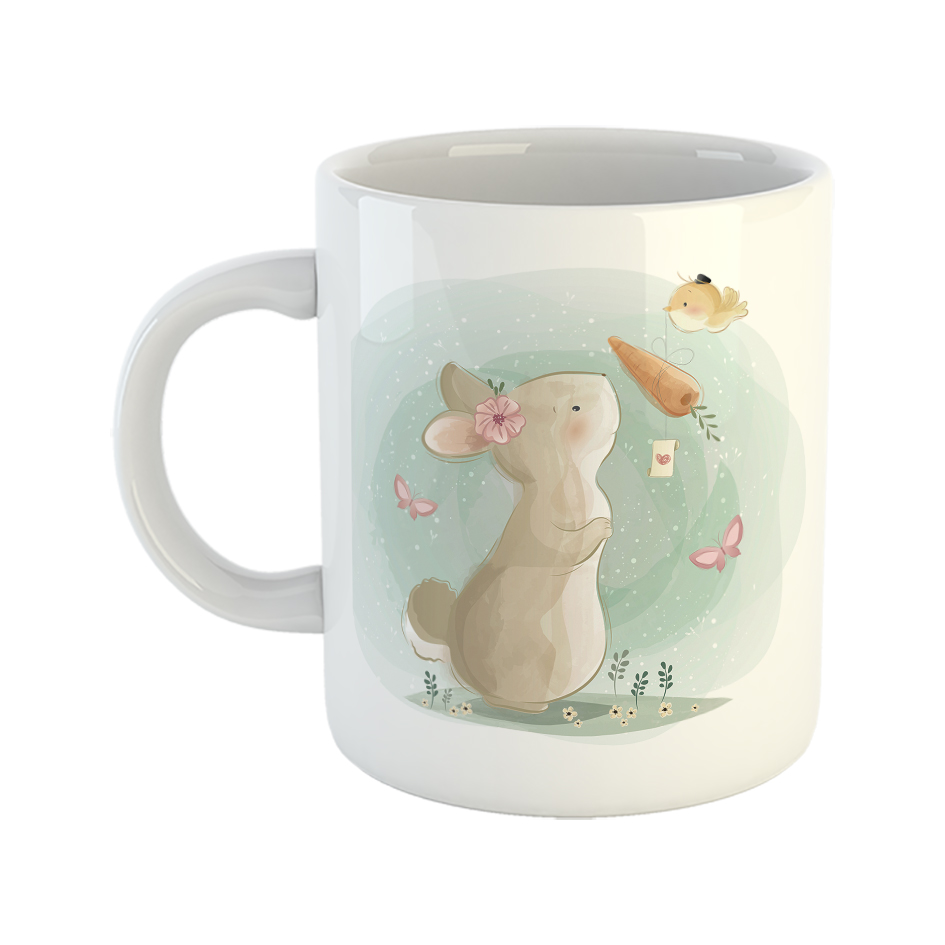 ماگ طرح خرگوش و پرنده‌ی نامه رسان