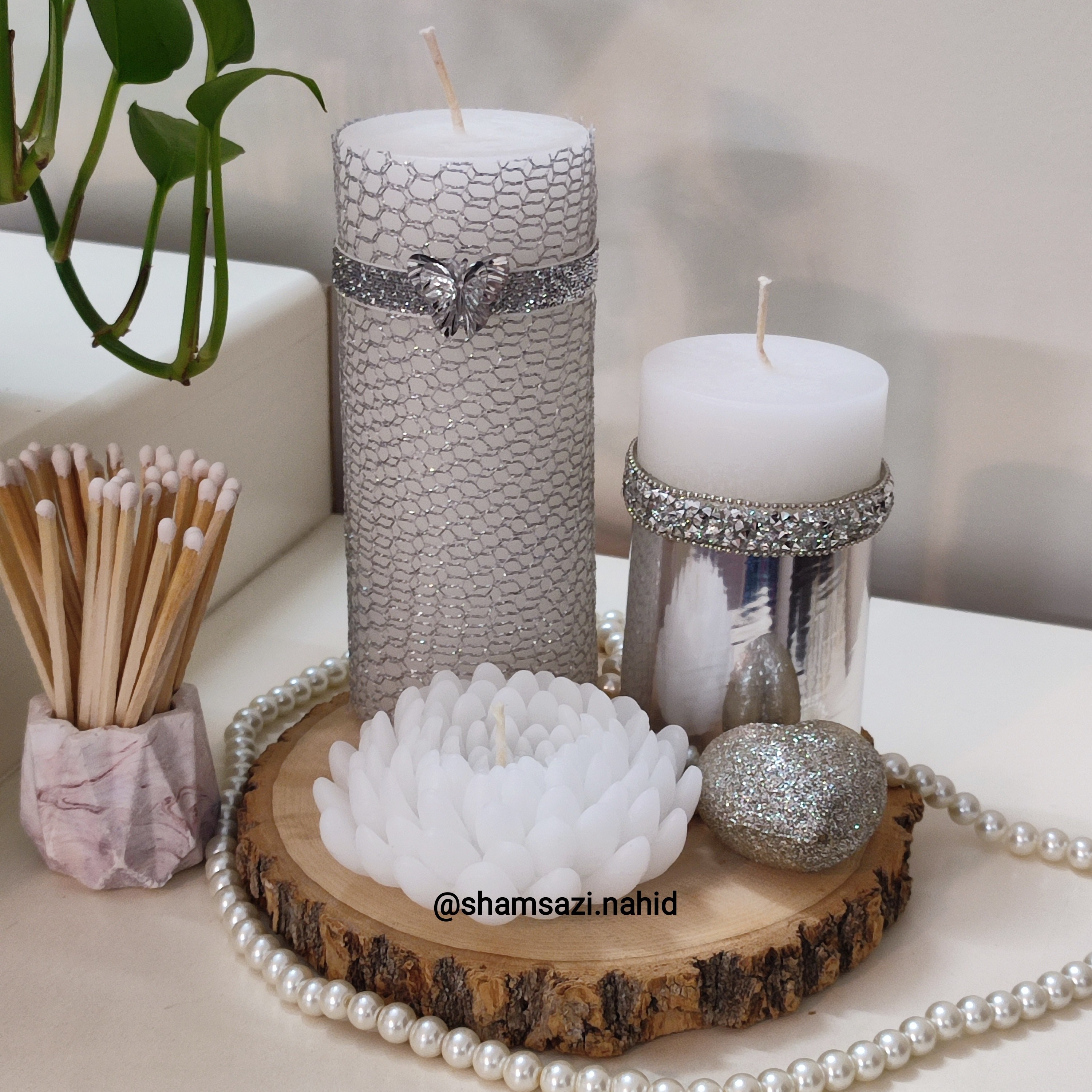 شمع سه عددی نقره ای