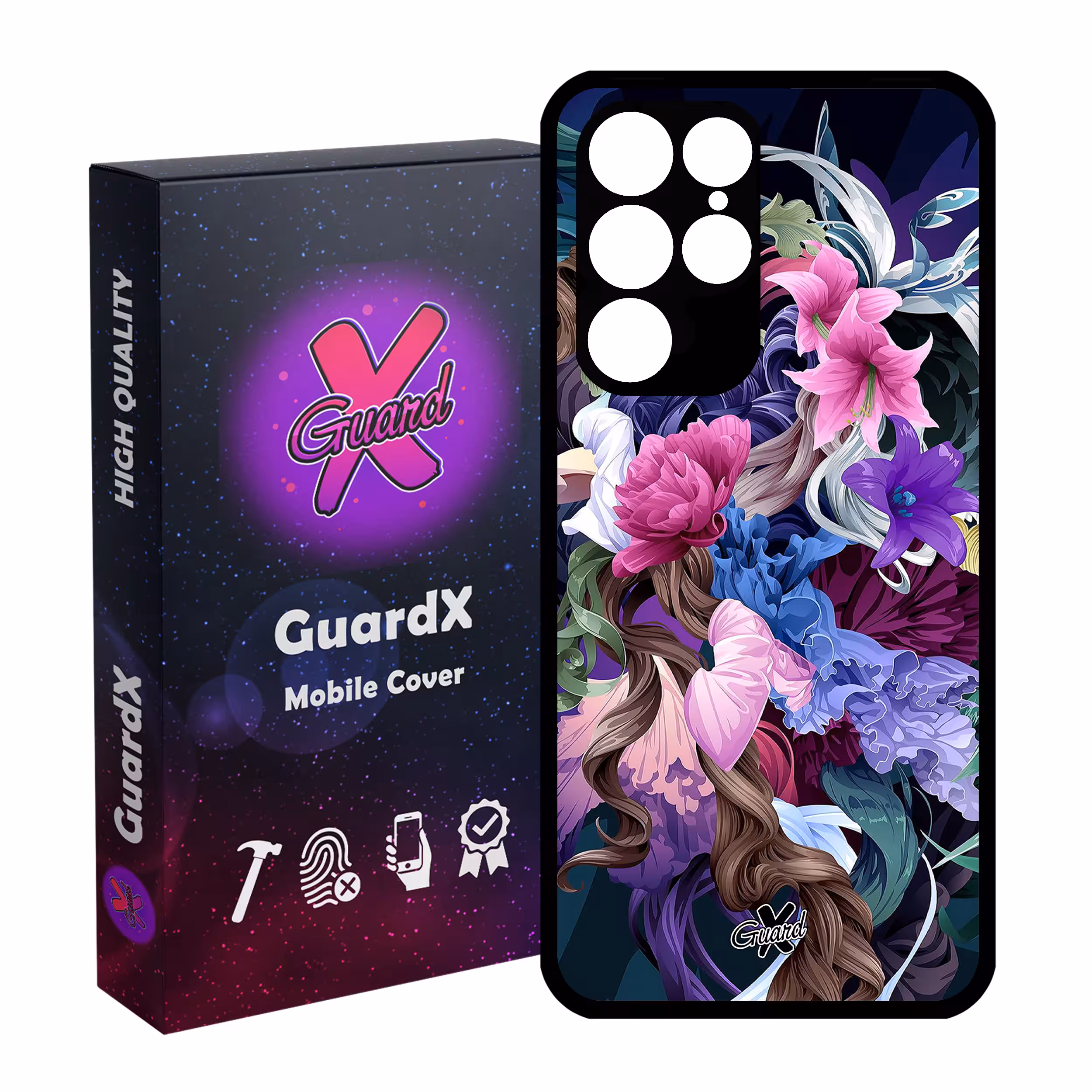 کاور گارد ایکس طرح Flower مدل Glass10172 مناسب برای گوشی موبایل سامسونگ Galaxy S22 Ultra