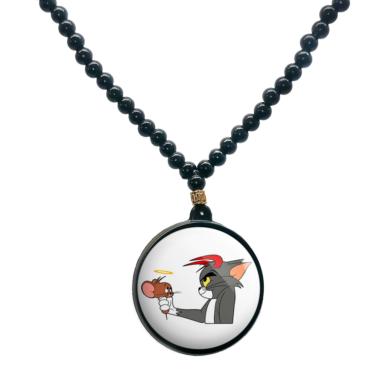 گردنبند پرمانه طرح تام و جری کد pmd.10717 مدل دو طرفه