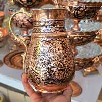 پارچ مسی الماس تراش طرح ایلیا