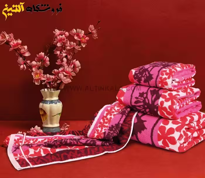 حوله حمامی برق لامع طرح ارغوان سایز 100×165